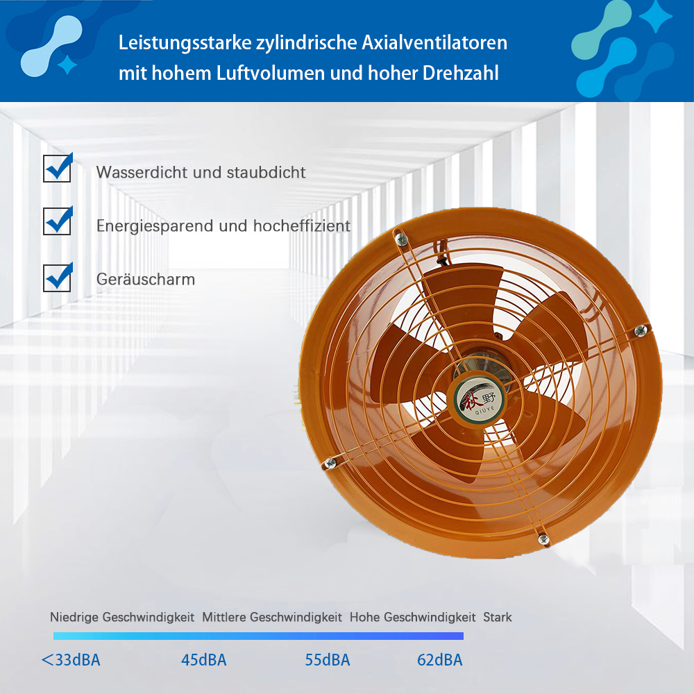 Leistungsstarke zylindrische Axialventilatoren mit hohem Luftvolumen und hoher Drehzahl